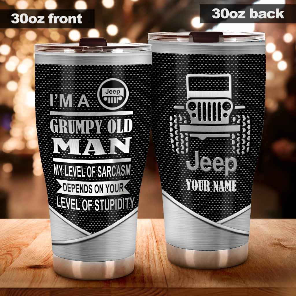 Personalized Grumpy Old Man Car Tumbler Custom Name Gift