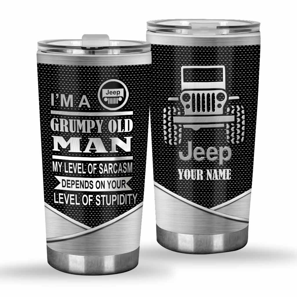 Personalized Grumpy Old Man Car Tumbler Custom Name Gift