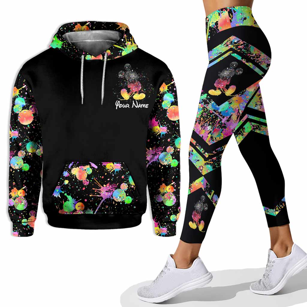 Personalized Colorful Splatter Hoodie & Leggings Set for Anniversary Gift