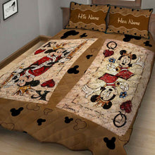 Load image into Gallery viewer, Personalized Couple Mouse Quilt Set with Leather Print for Anniversary or Valentine's Day
