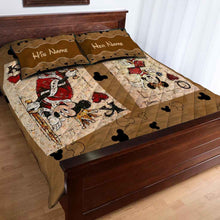 Load image into Gallery viewer, Personalized Couple Mouse Quilt Set with Leather Print for Anniversary or Valentine's Day
