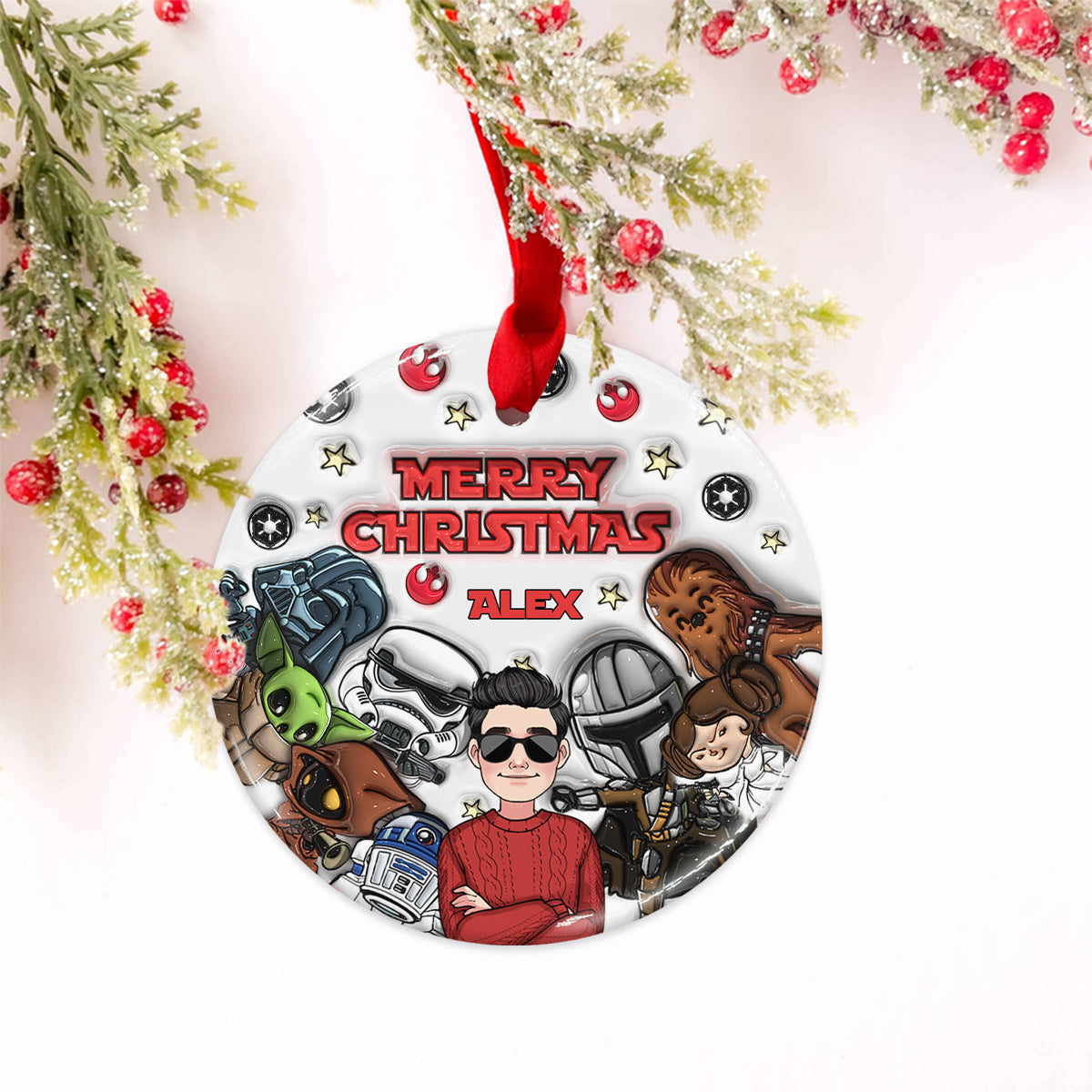 Personalized Ceramic Circle Ornament Merry Sithmas Gift for Kids