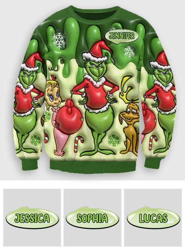 Personalized Grinch Christmas Ugly Sweater Gift for Mom