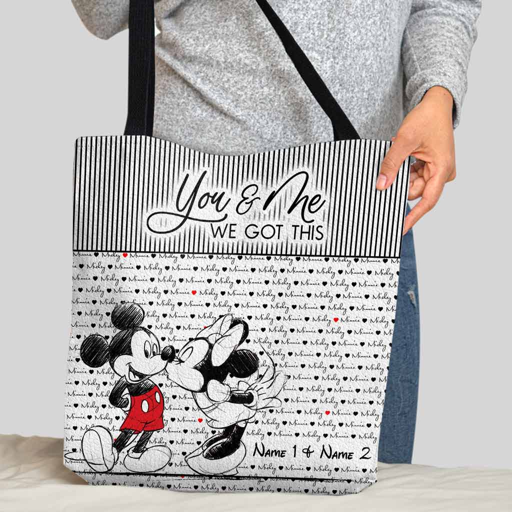 Personalized Cloth Tote Bag You & Me Custom Names Gift