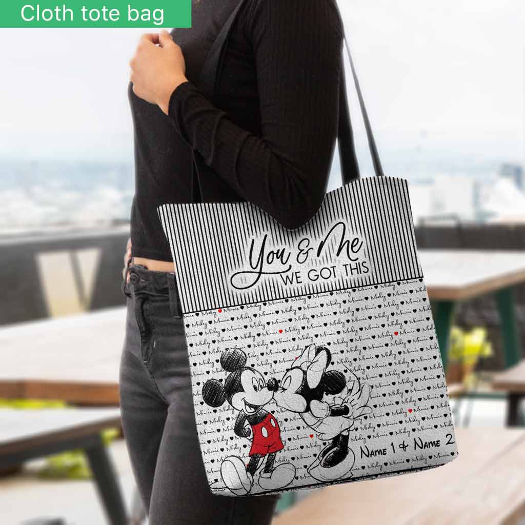 Personalized Cloth Tote Bag You & Me Custom Names Gift