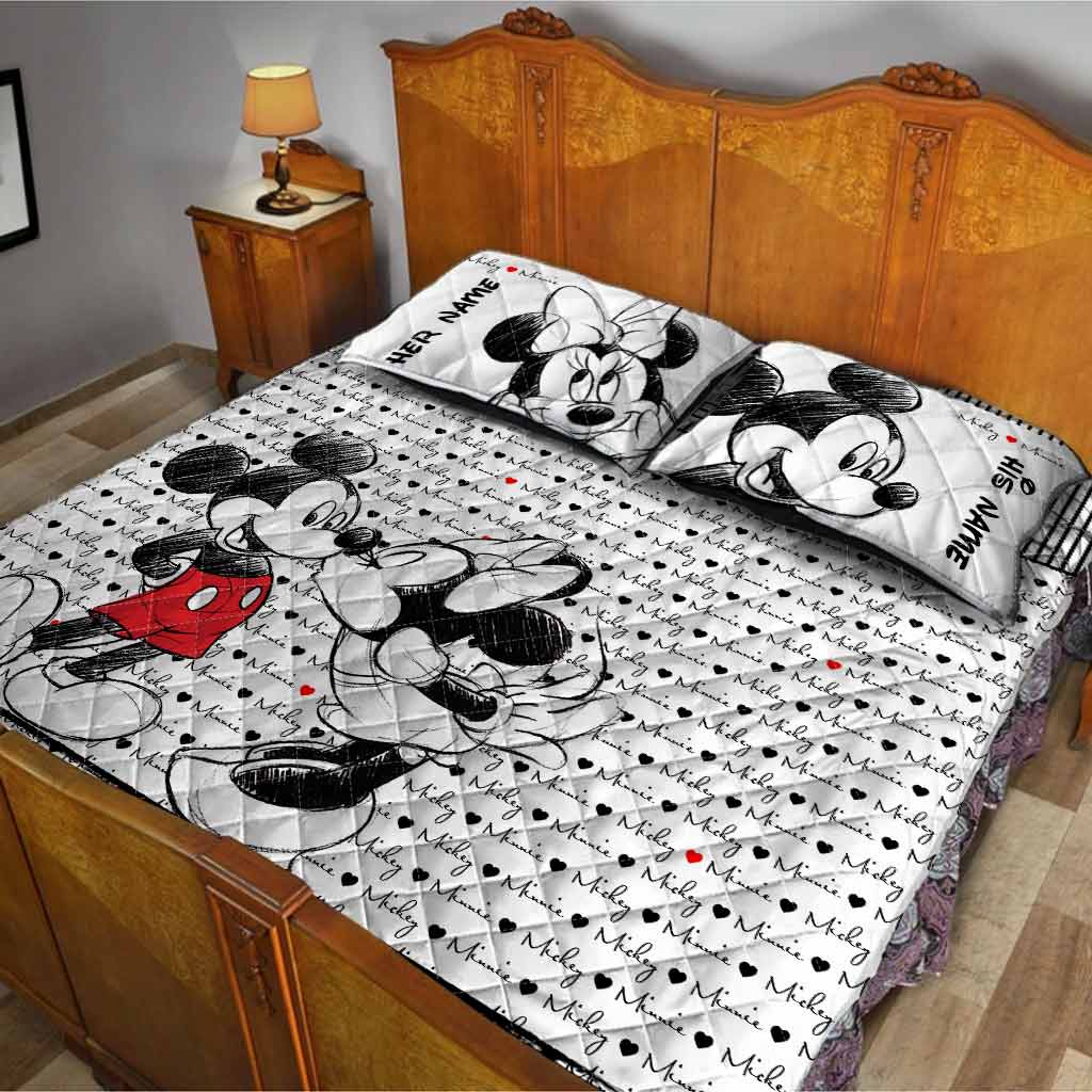 Personalized Mouse Quilt Set for Couples - Wedding Gift Idea