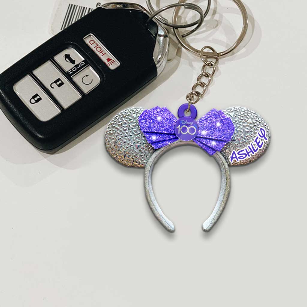 Personalized Disney 100 Years Mouse Keychain Custom Name Gift