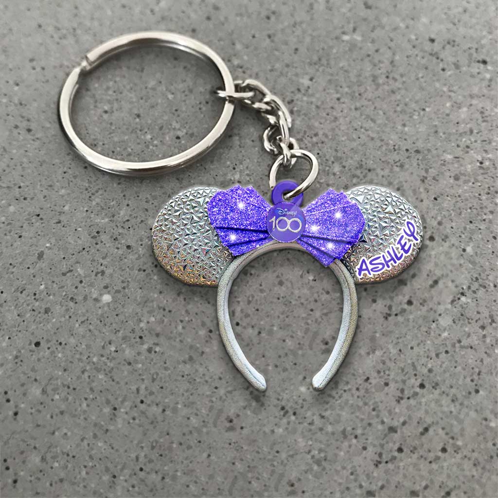 Personalized Disney 100 Years Mouse Keychain Custom Name Gift