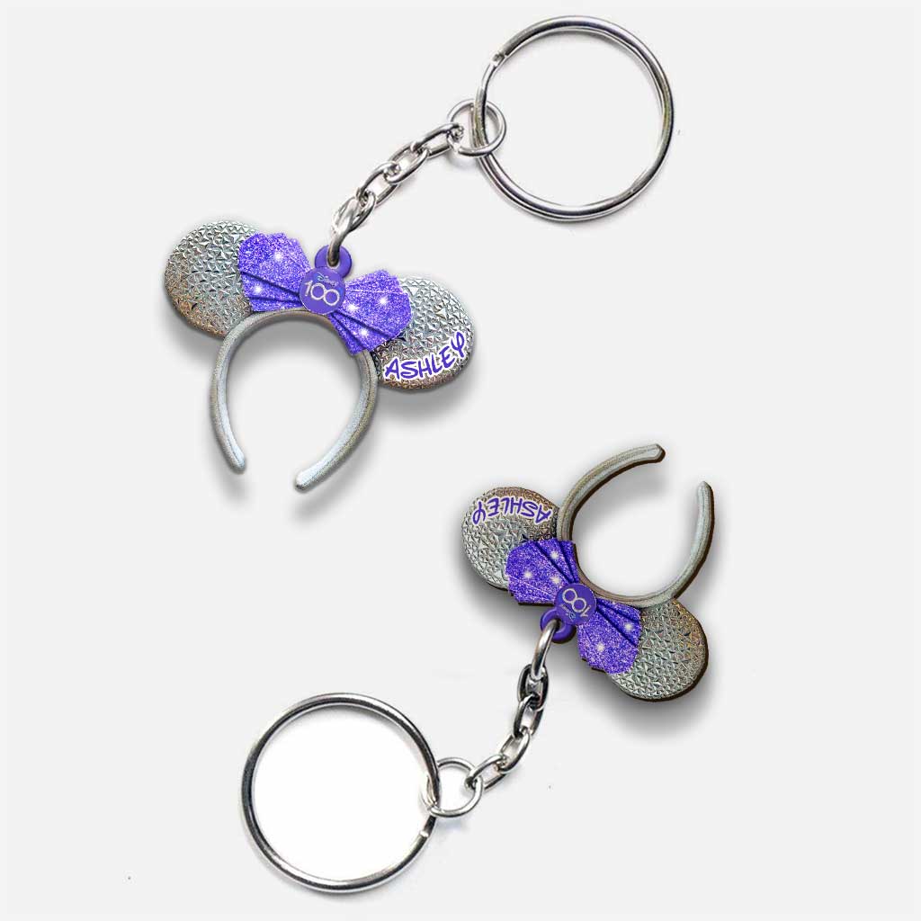 Personalized Disney 100 Years Mouse Keychain Custom Name Gift