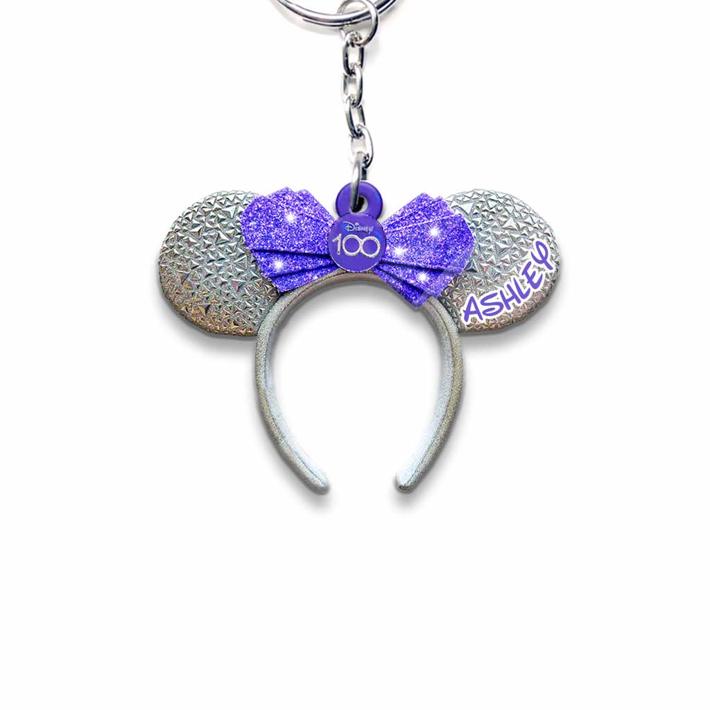 Personalized Disney 100 Years Mouse Keychain Custom Name Gift