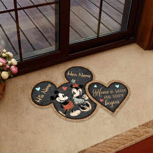 Load image into Gallery viewer, Personalized Mouse Shaped Doormat Custom Names Unique Couple Gift
