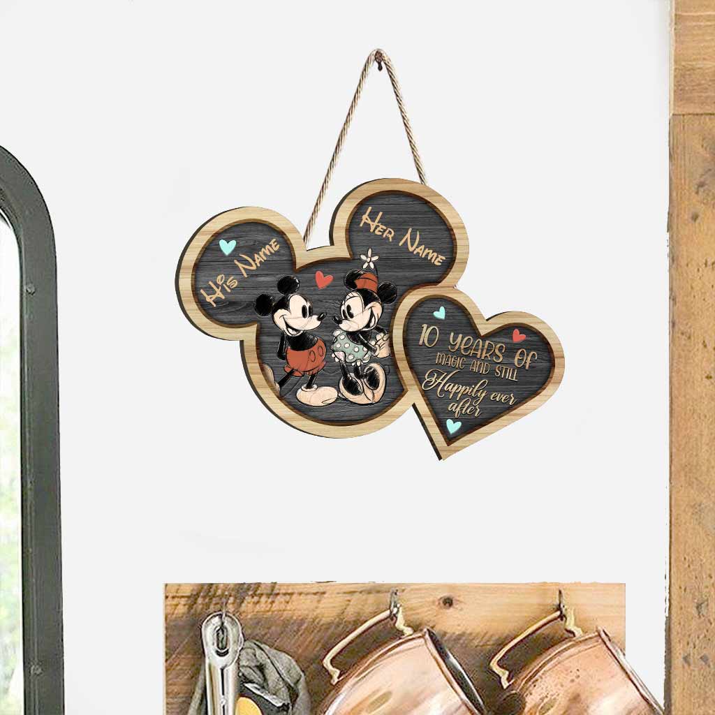 Personalized Mickey Mouse Couple Wood Sign Custom Names Gift for Anniversary