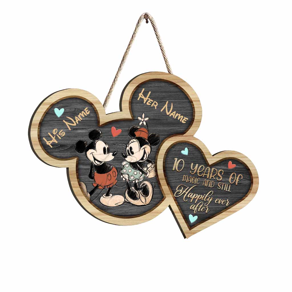 Personalized Mickey Mouse Couple Wood Sign Custom Names Gift for Anniversary