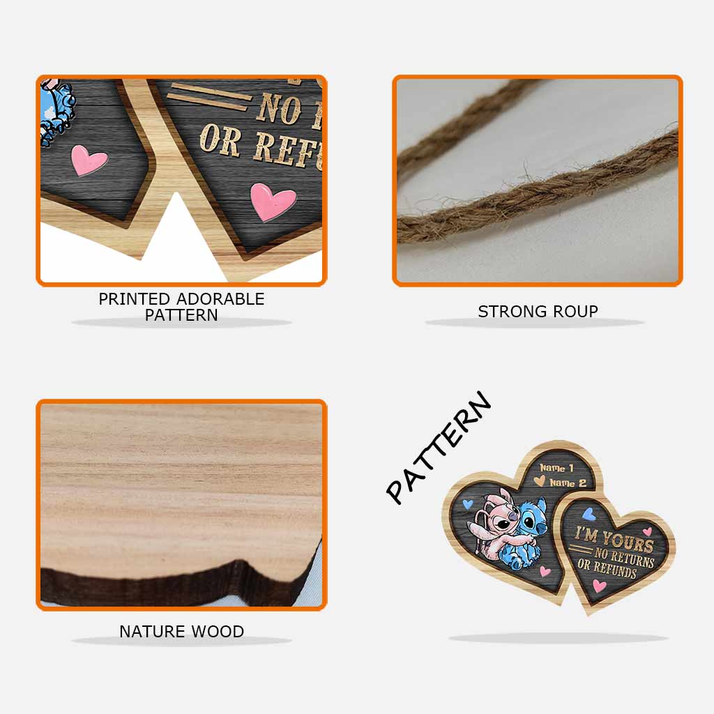 Personalized Wood Heart Sign with Names - Unique Couple Gift