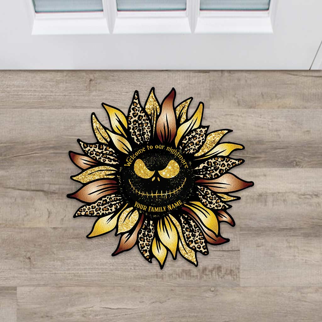 Personalized Welcome to Our Nightmare Shaped Doormat for Family