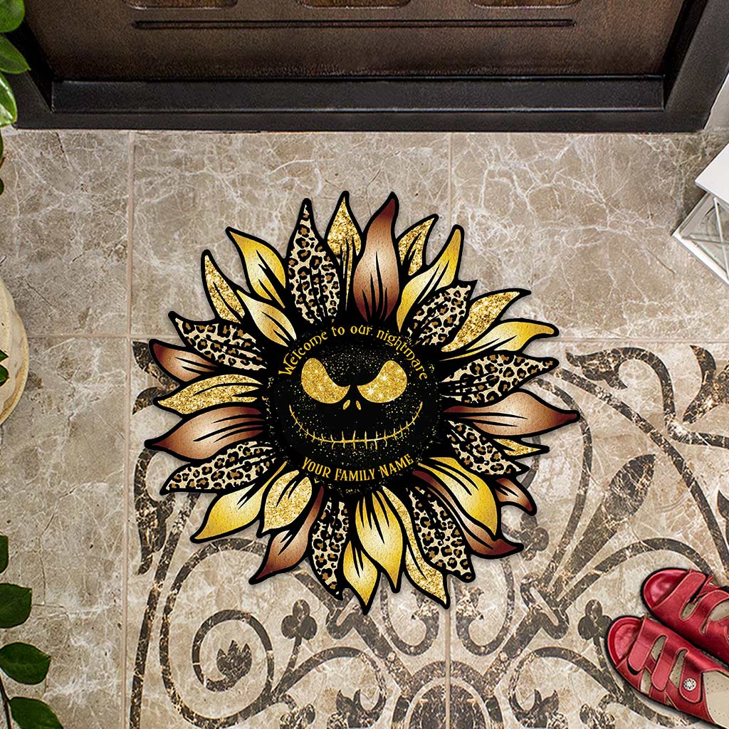 Personalized Welcome to Our Nightmare Shaped Doormat for Family