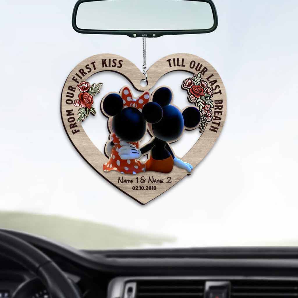 Personalized Heart Car Ornament Printed Both Sides Gift for Couples