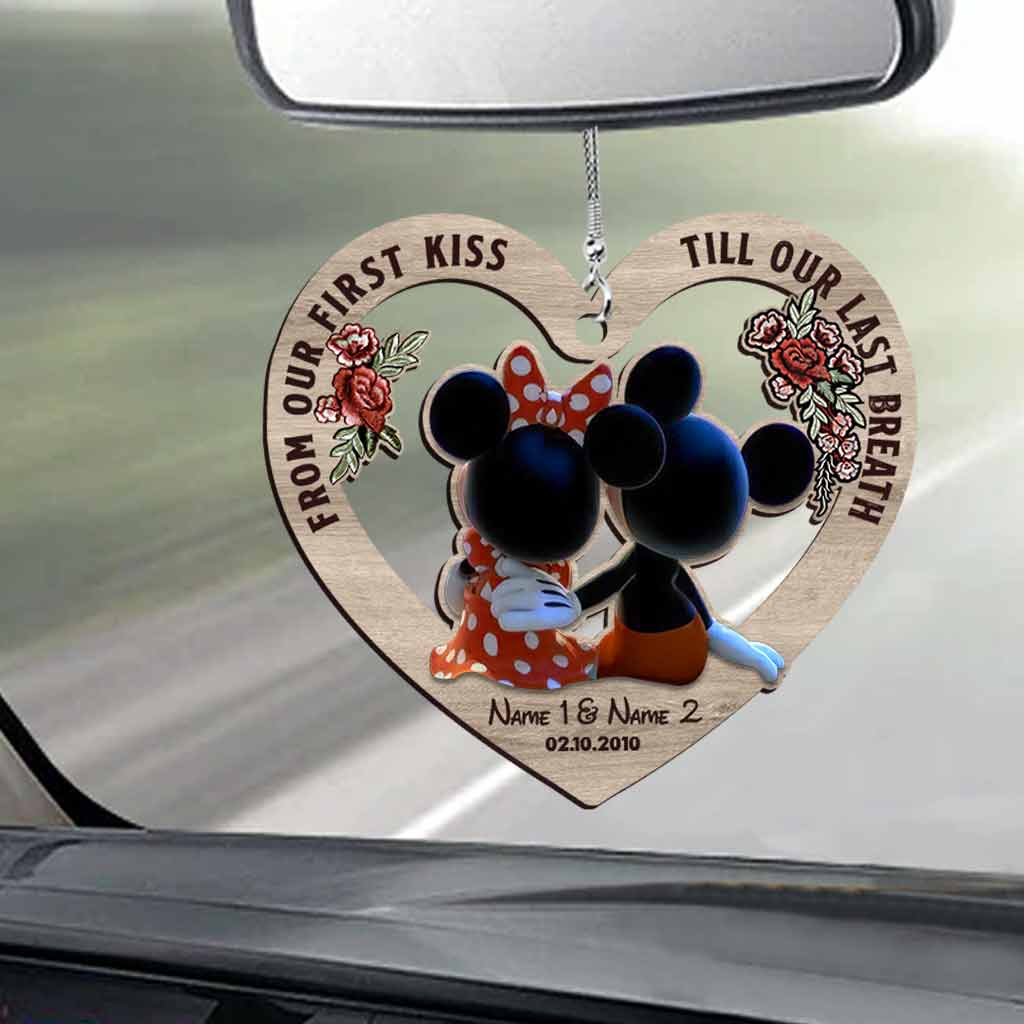 Personalized Heart Car Ornament Printed Both Sides Gift for Couples