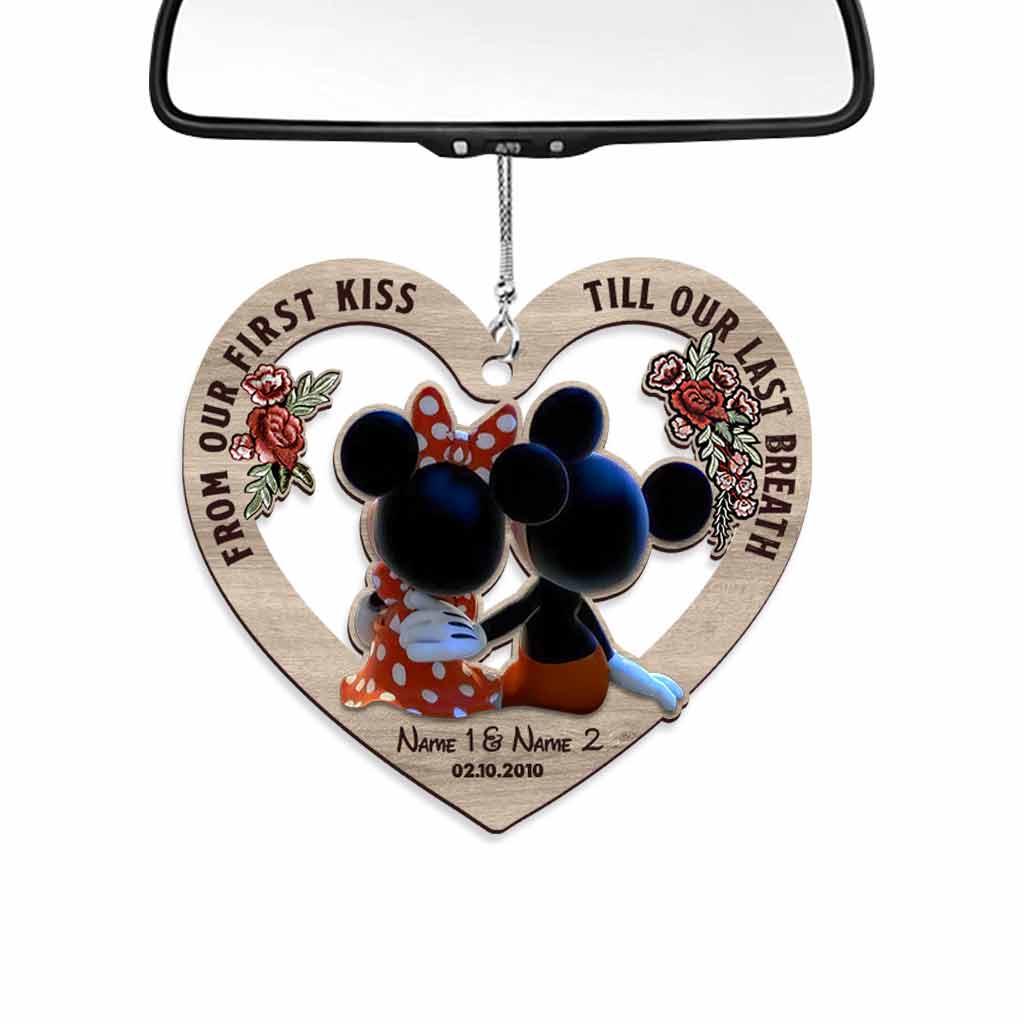 Personalized Heart Car Ornament Printed Both Sides Gift for Couples