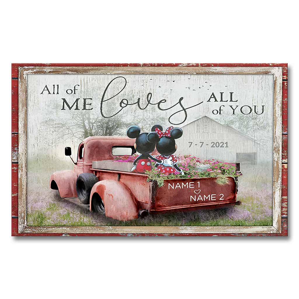 Personalized All of Me Loves All of You Mouse Poster Art Gift for Couple