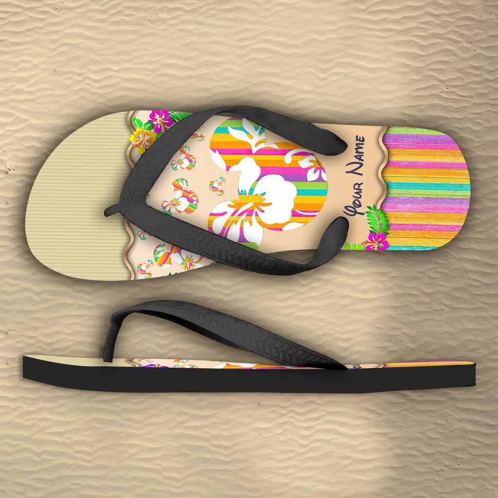Personalized Summer Flip Flops with Custom Name - Beach Day Gift