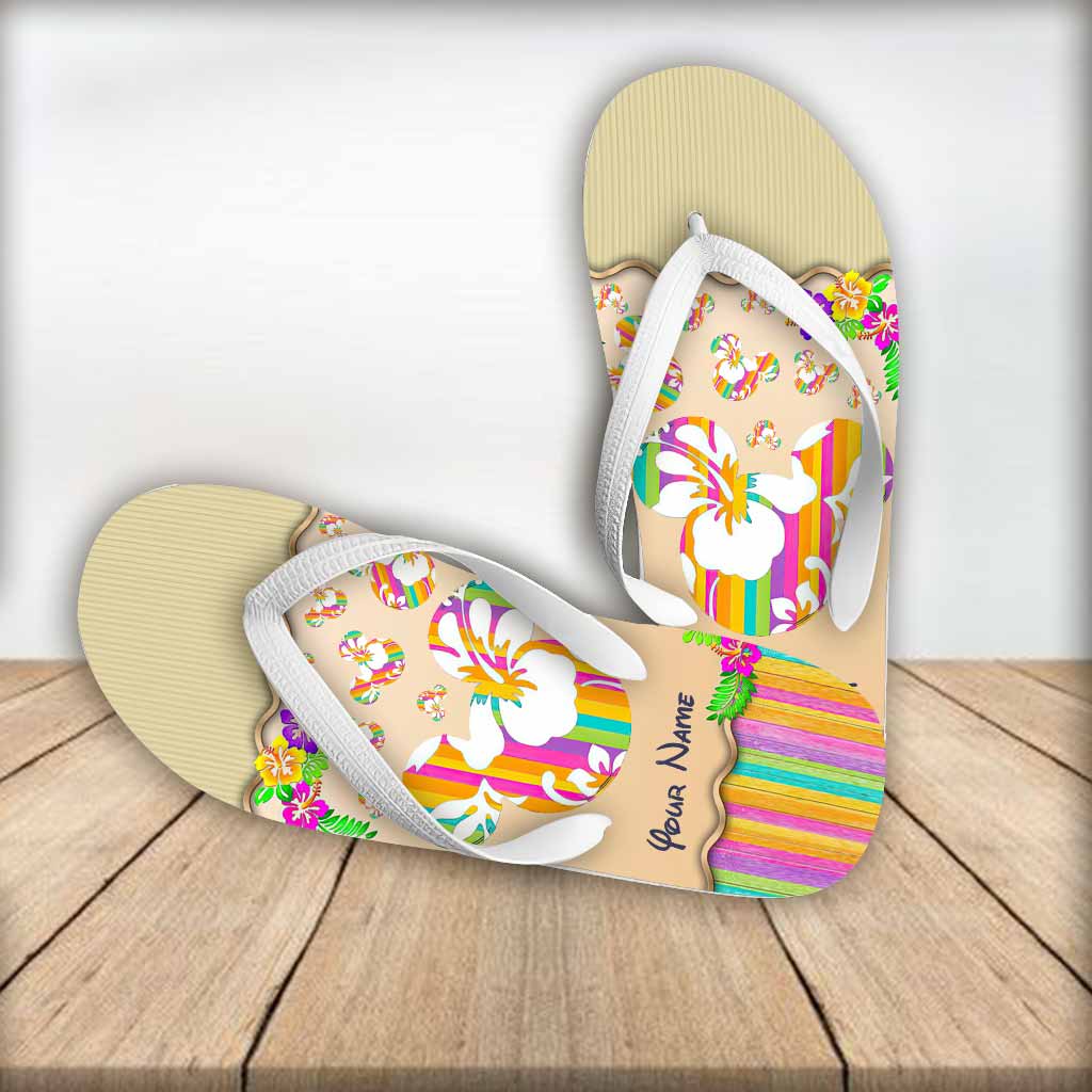 Personalized Summer Flip Flops with Custom Name - Beach Day Gift
