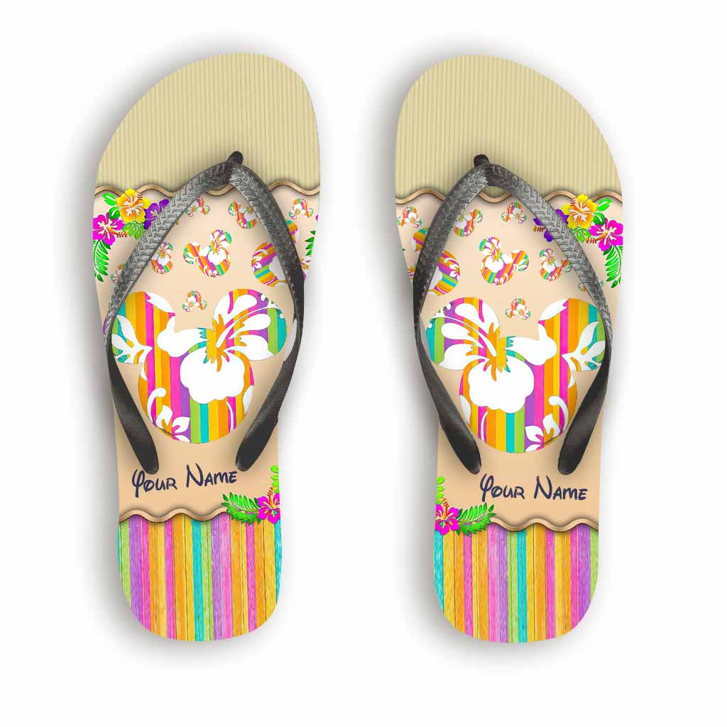 Personalized Summer Flip Flops with Custom Name - Beach Day Gift