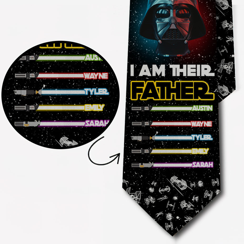 Personalized I Am Their Father Necktie Custom Name Gift for Dad