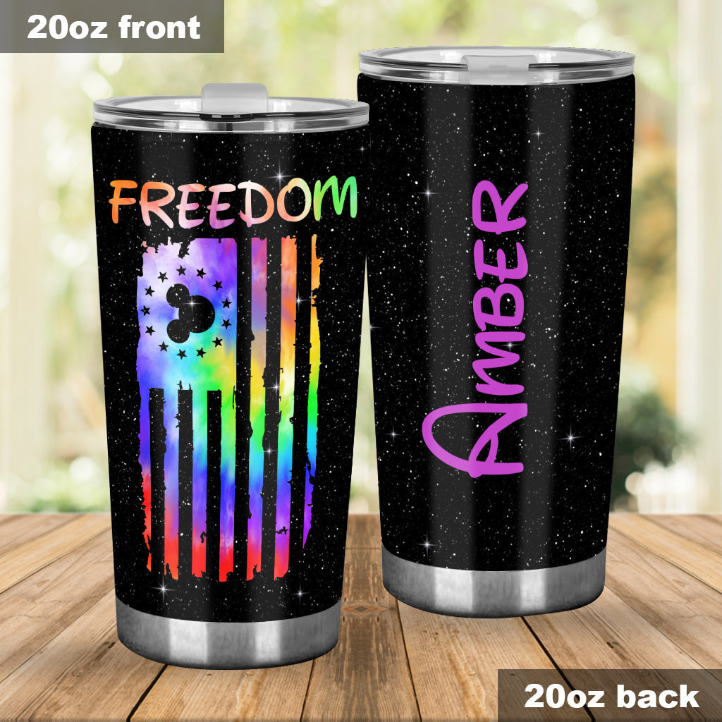 Personalized 20oz Tumbler with Freedom Design | Custom Name Gift