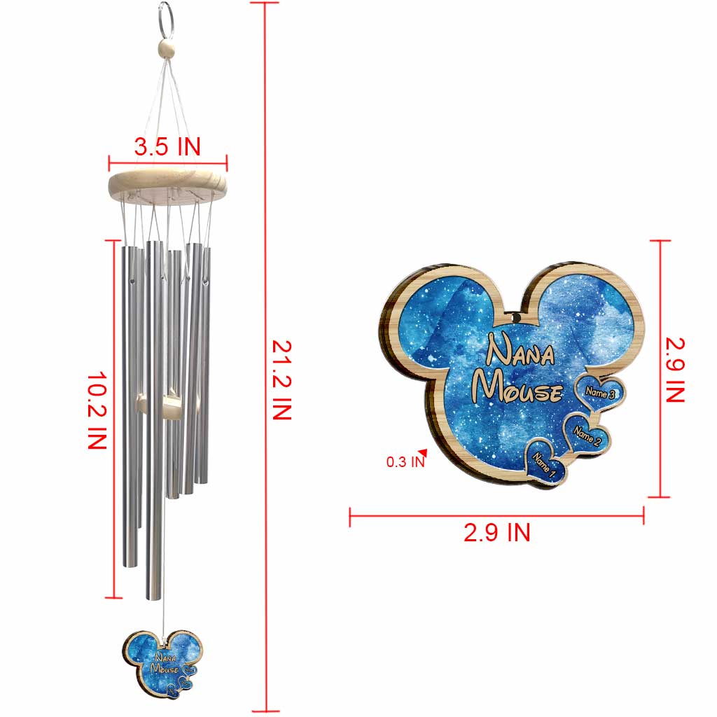 Personalized Grandma Wind Chime with Hearts - Custom Gift for Nana