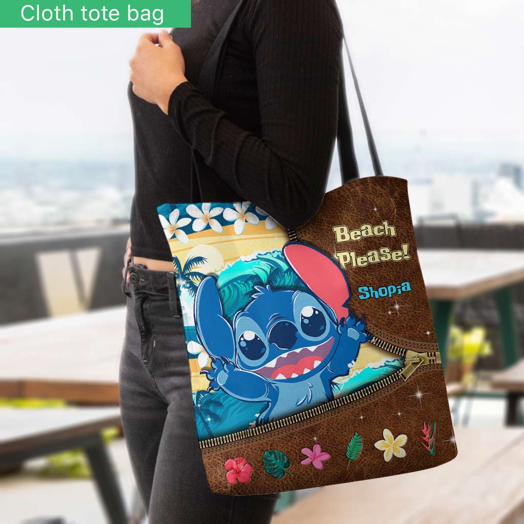 Personalized Beach Theme Tote Bag Custom Name Gift for Sea Lover