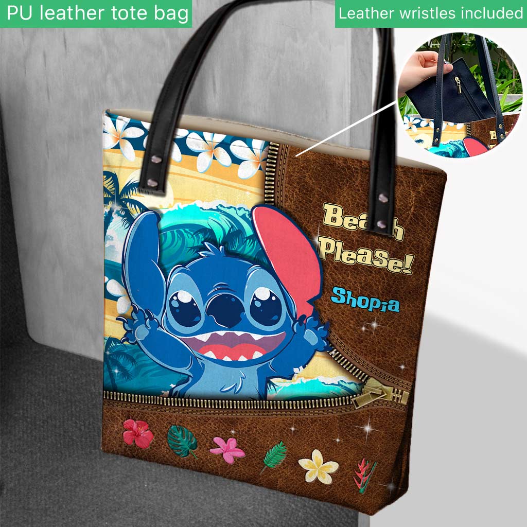 Personalized Beach Theme Tote Bag Custom Name Gift for Sea Lover