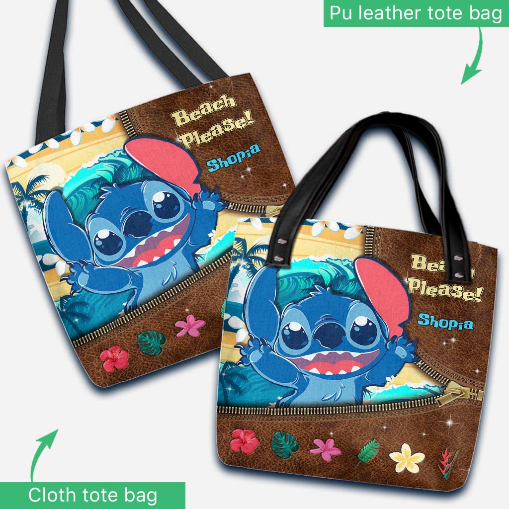 Personalized Beach Theme Tote Bag Custom Name Gift for Sea Lover