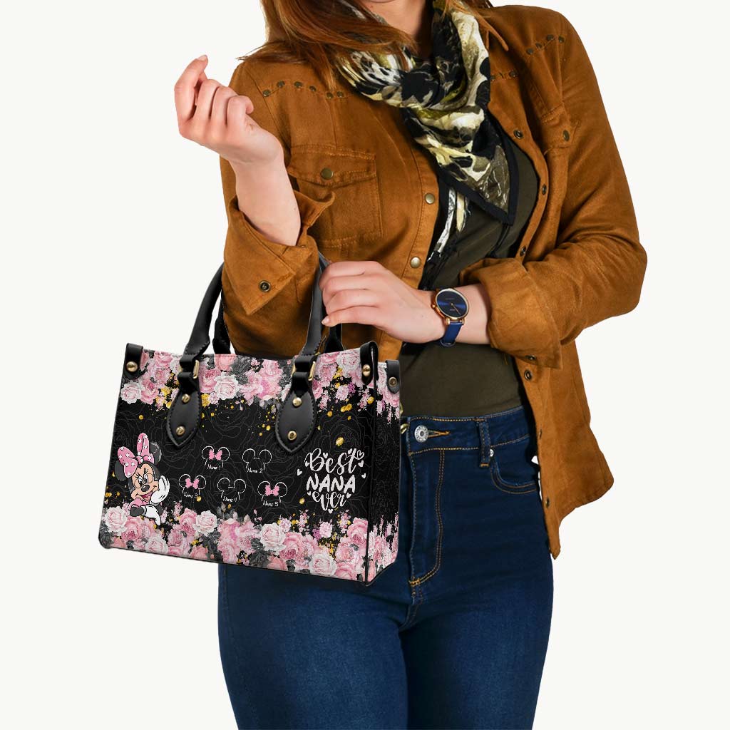 Personalized Leather Handbag with Floral Design for Nana