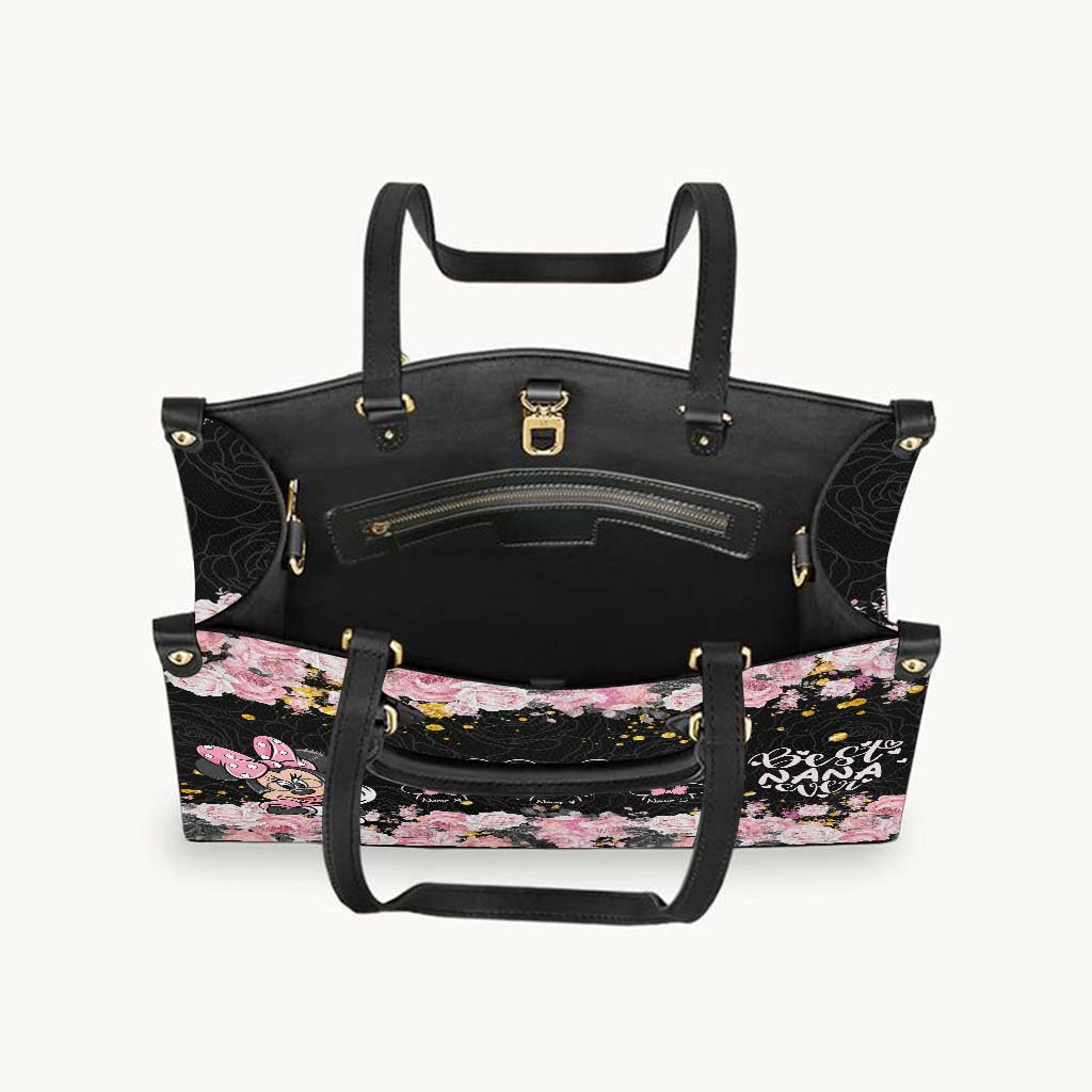 Personalized Leather Handbag with Floral Design for Nana