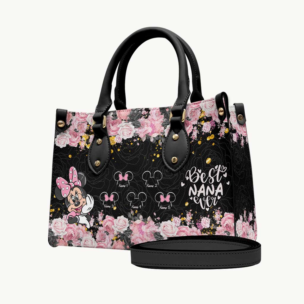 Personalized Leather Handbag with Floral Design for Nana