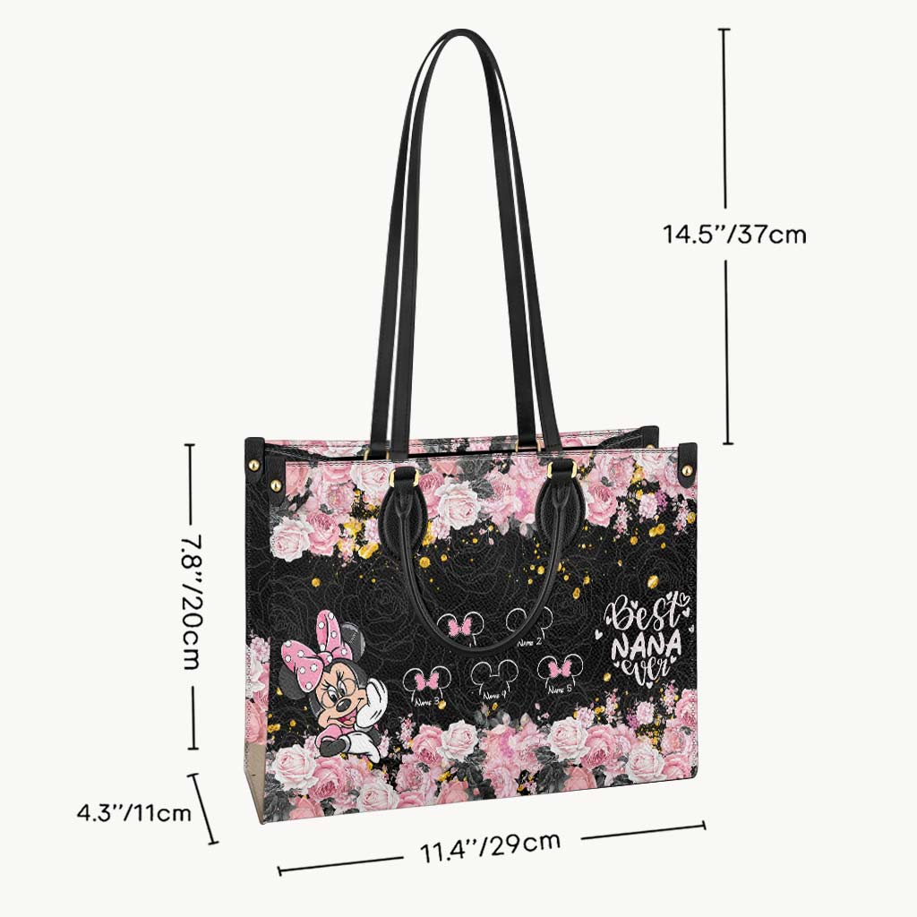 Personalized Leather Handbag with Floral Design for Nana