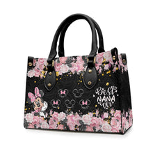 Load image into Gallery viewer, Personalized Leather Handbag with Floral Design for Nana
