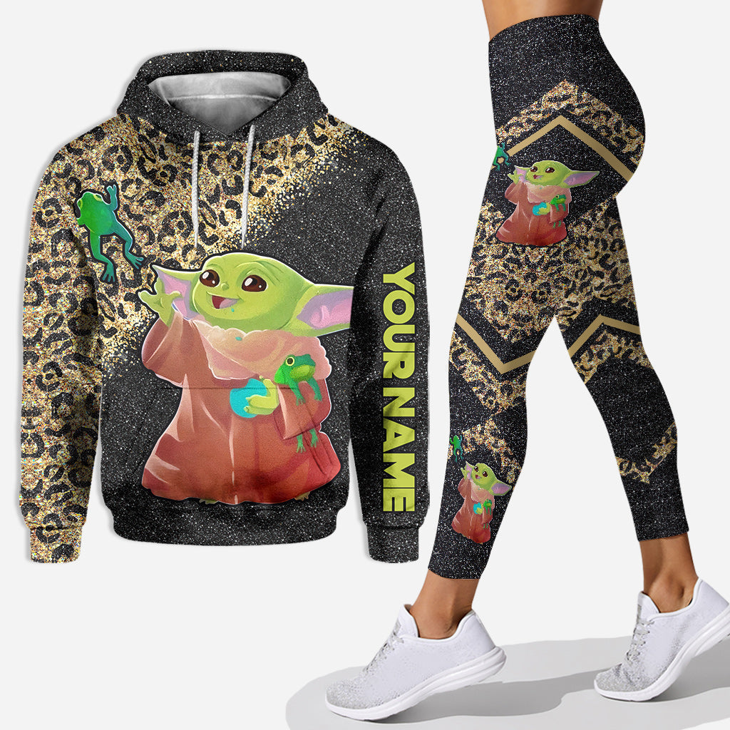 Personalized Cute Baby Yoda Hoodie & Leggings Set for Kids