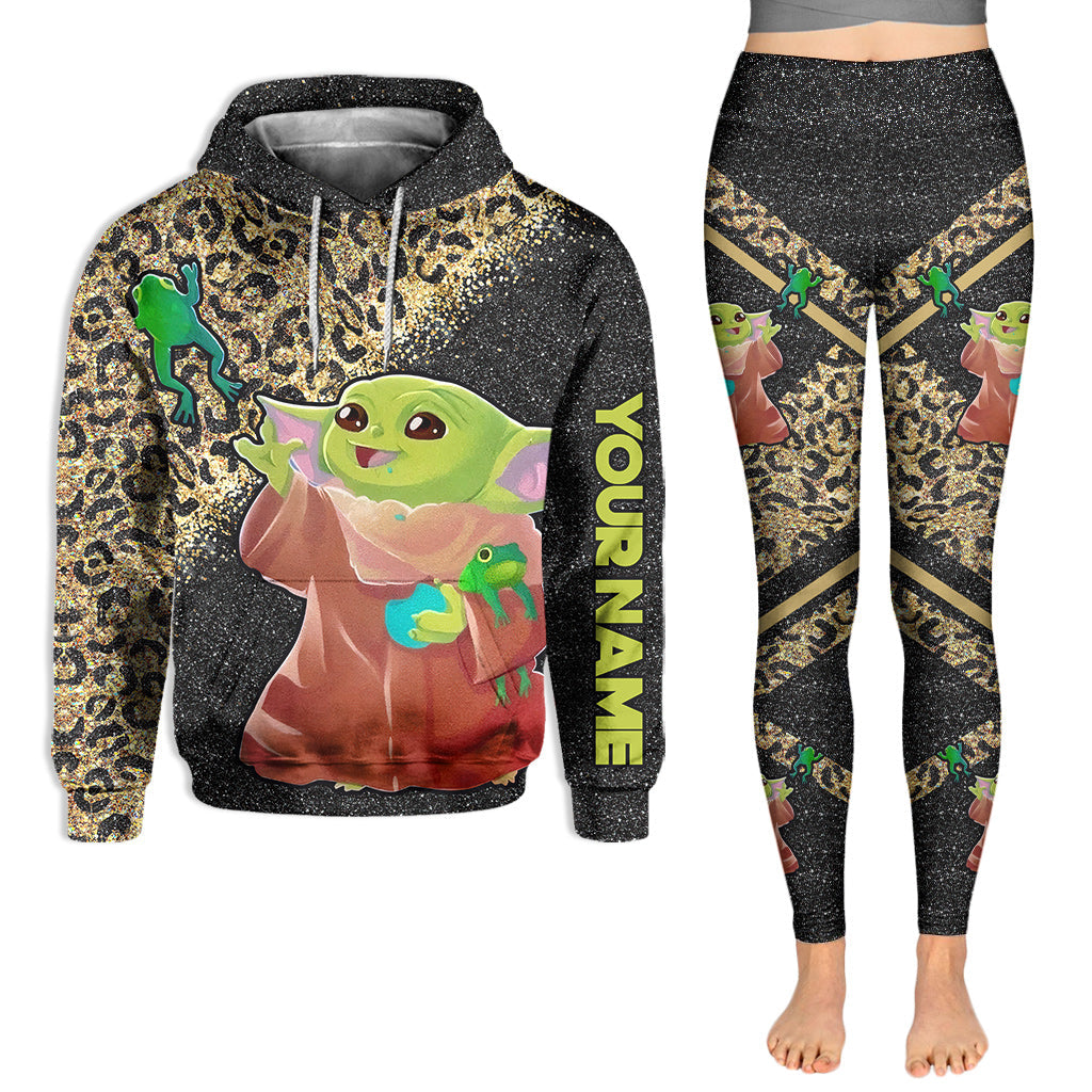 Personalized Cute Baby Yoda Hoodie & Leggings Set for Kids