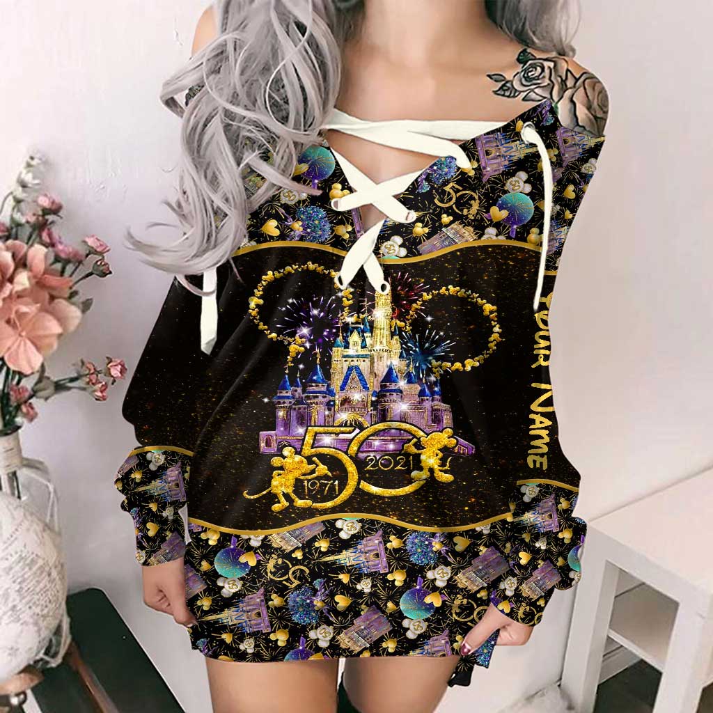 Personalized Off Shoulder Dress with Mickey Mouse Design for Women