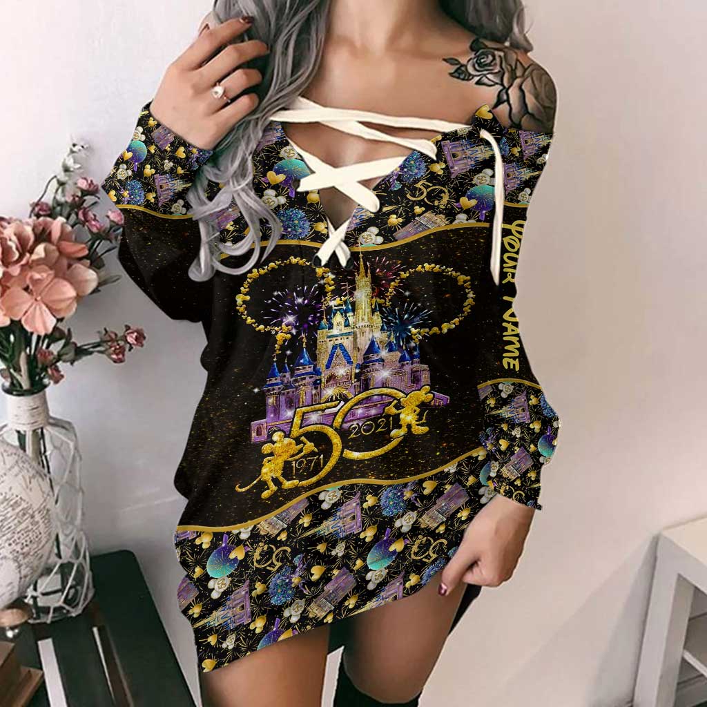 Personalized Off Shoulder Dress with Mickey Mouse Design for Women