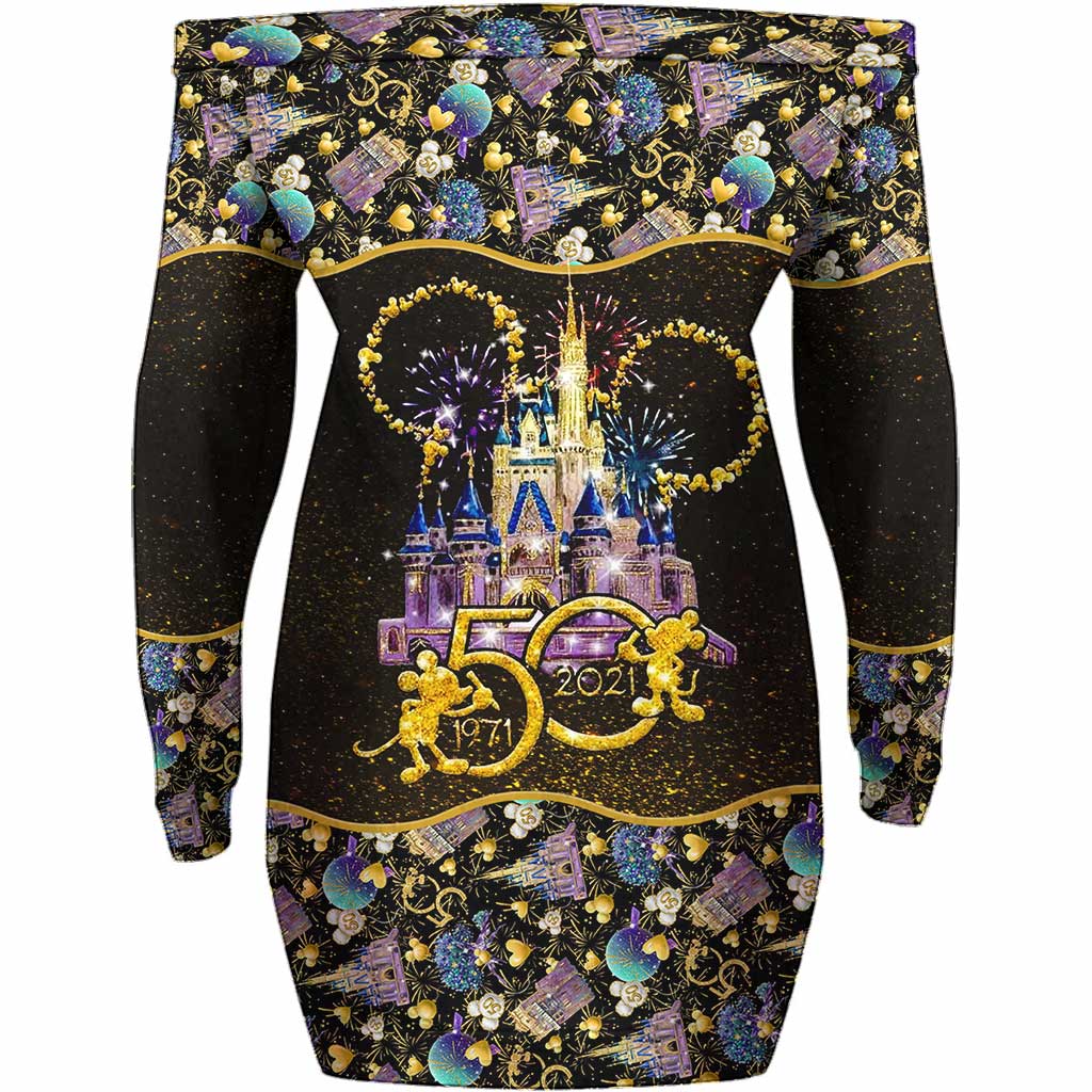 Personalized Off Shoulder Dress with Mickey Mouse Design for Women