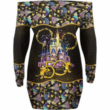 Load image into Gallery viewer, Personalized Off Shoulder Dress with Mickey Mouse Design for Women
