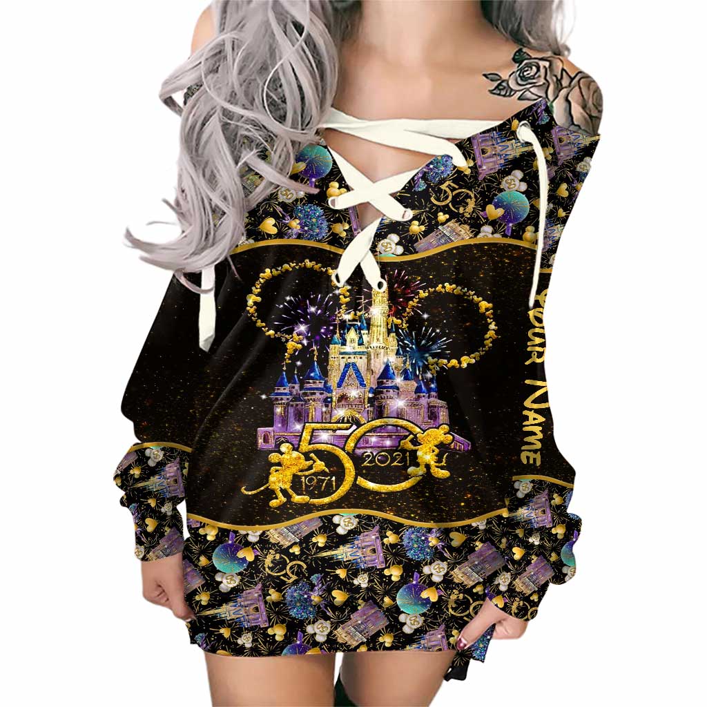 Personalized Off Shoulder Dress with Mickey Mouse Design for Women