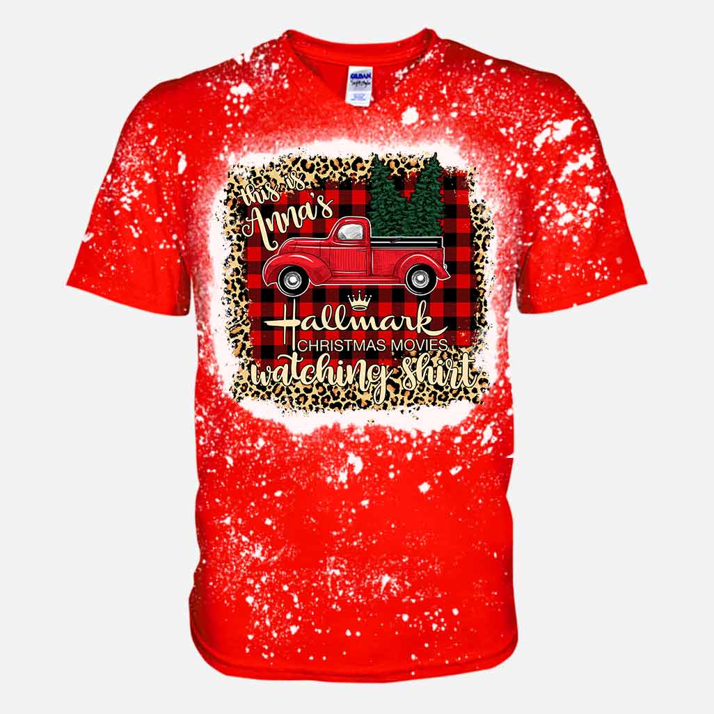 Personalized Christmas Movies Bleached T-Shirt Custom Name Gift