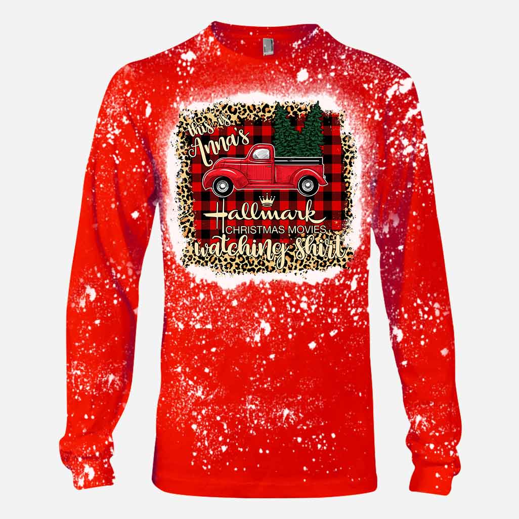 Personalized Christmas Movies Bleached T-Shirt Custom Name Gift