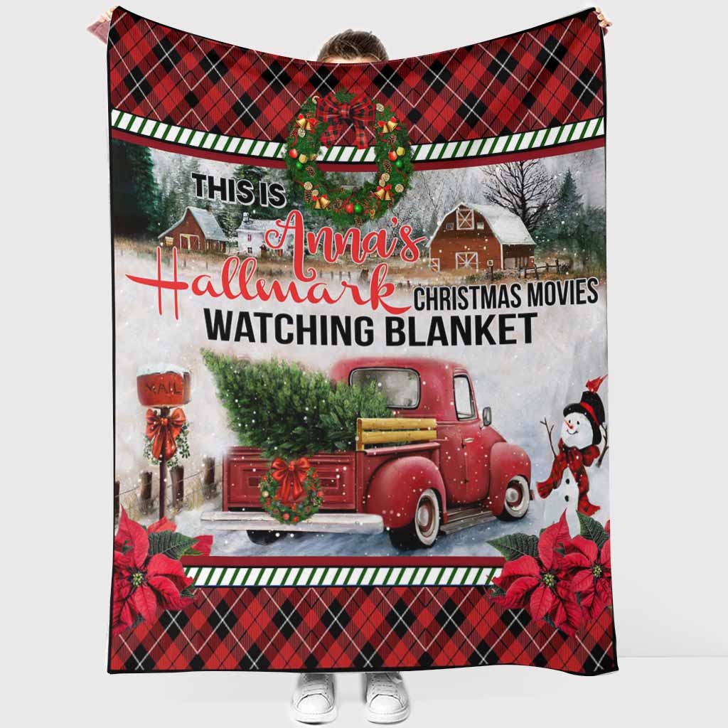 Personalized Christmas Movies Watching Blanket Custom Name Gift