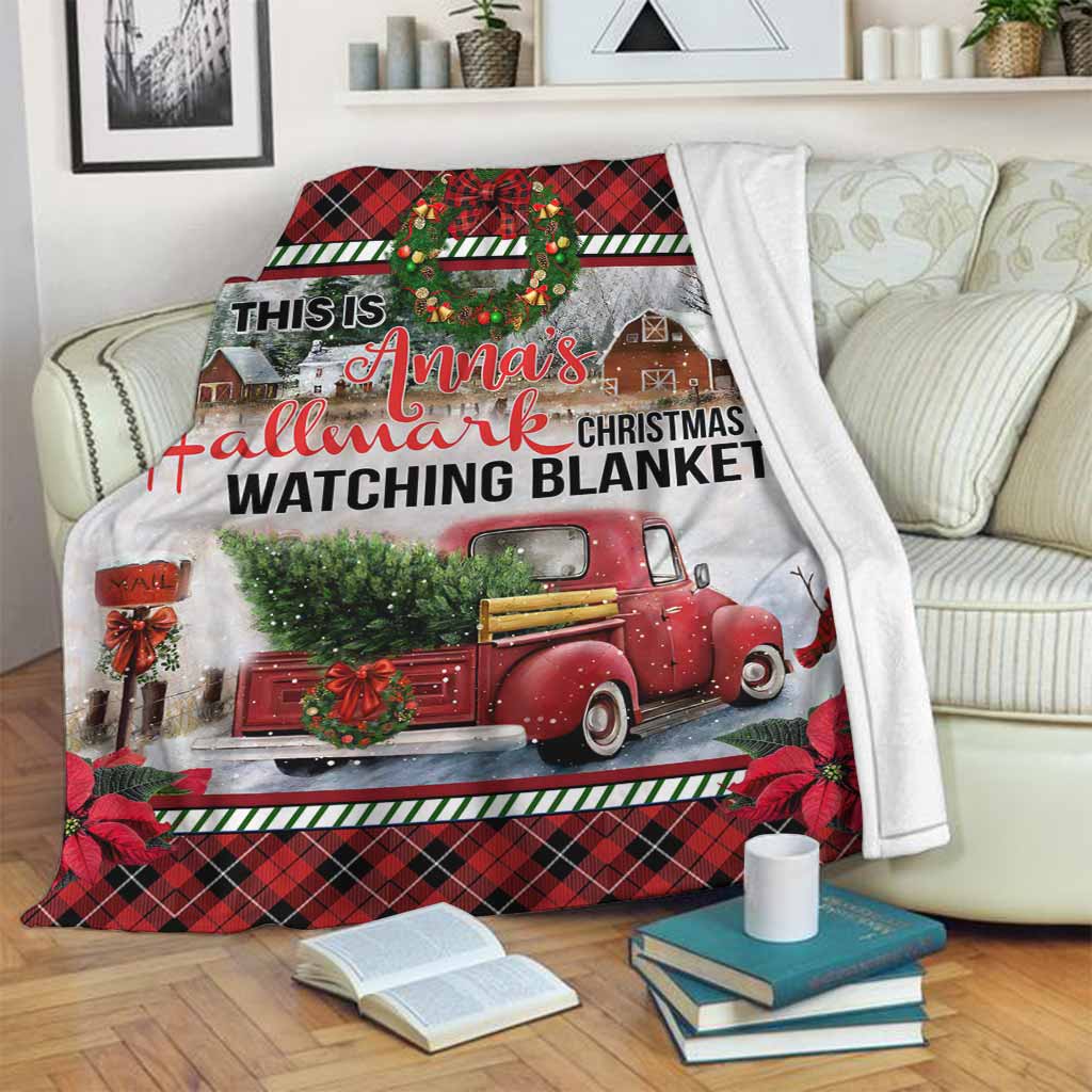 Personalized Christmas Movies Watching Blanket Custom Name Gift