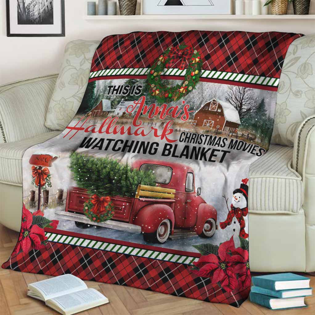 Personalized Christmas Movies Watching Blanket Custom Name Gift